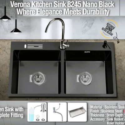 Verona Kitchen Sink 8245 Nano Black